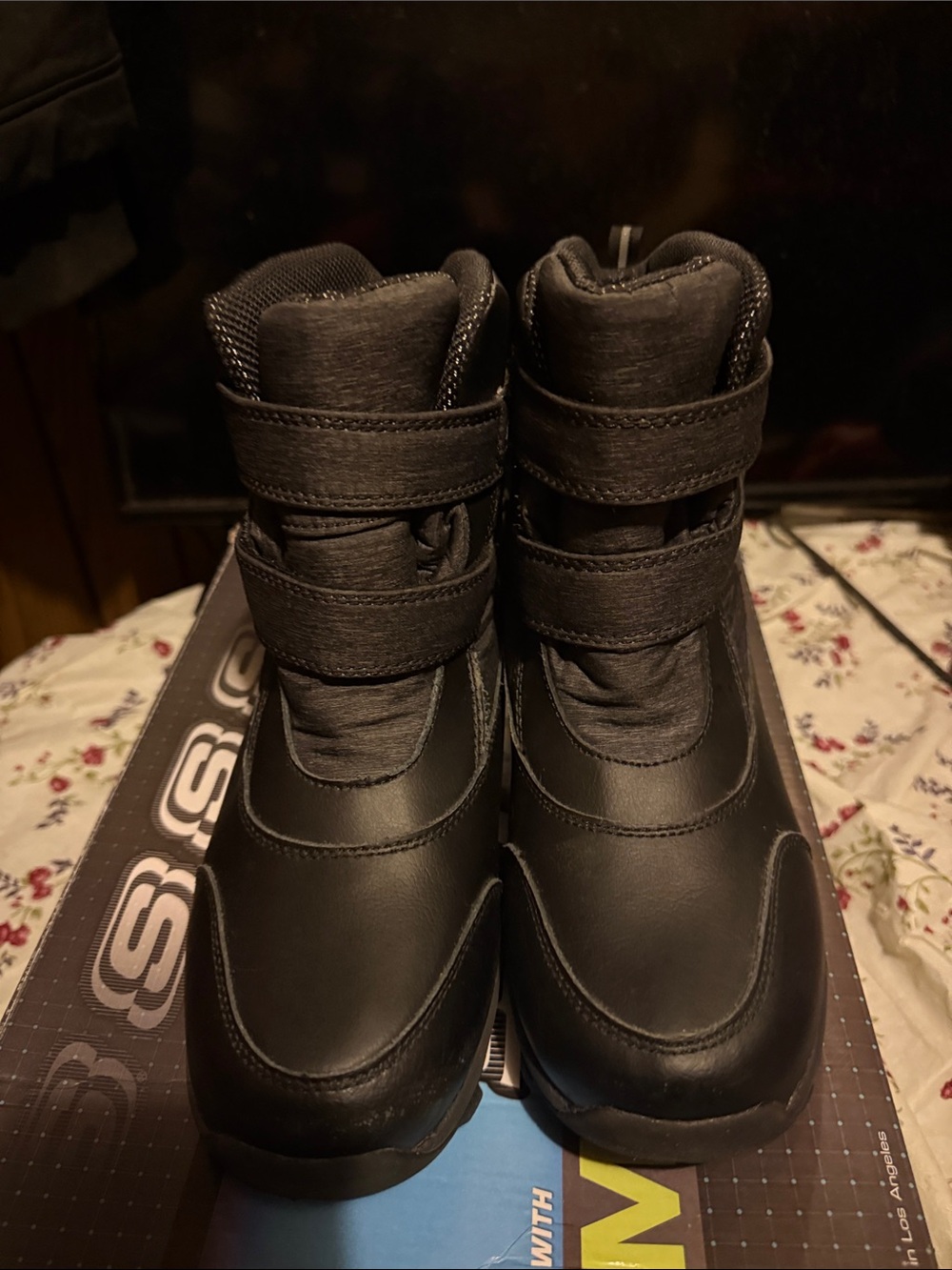 Children's Black Hook-and-Loop Winter Boots